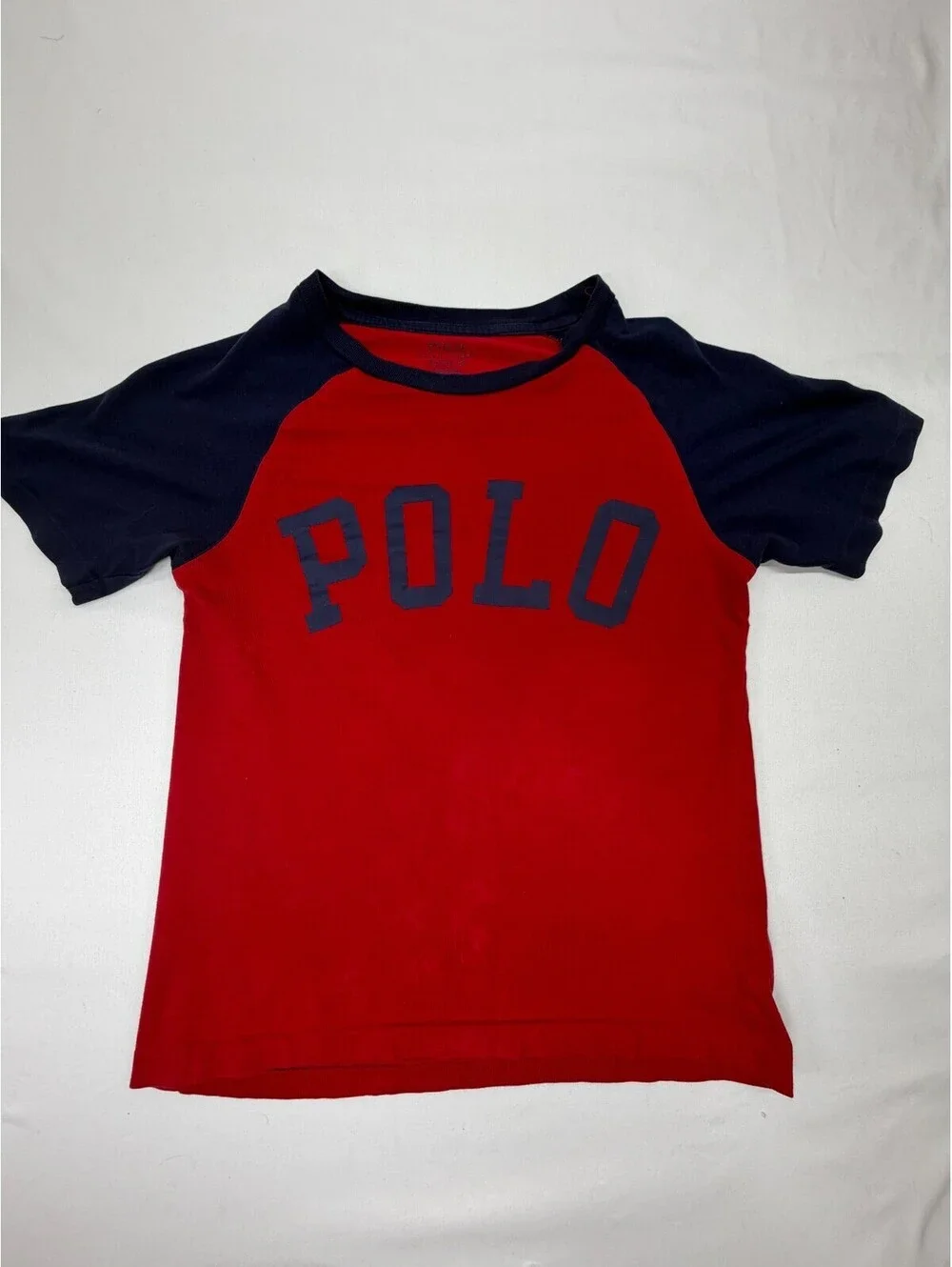 Polo Ralph Lauren Boy's T-Shirt Short Sleeve Cotton Colorblock Size S Red Blue
